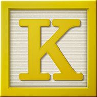 3d yellow letter block K