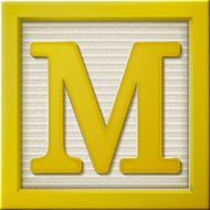 3d yellow letter block M