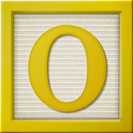 3d yellow letter block O