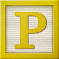 3d yellow letter block P