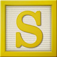 3d yellow letter block S
