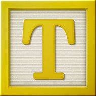 3d yellow letter block T