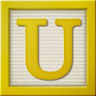 3d yellow letter block U