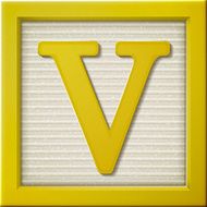 3d yellow letter block V