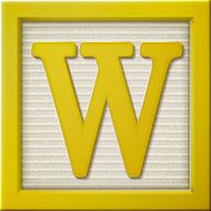 3d yellow letter block W