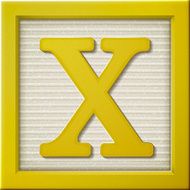 3d yellow letter block X
