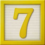 3d yellow number block 7