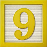 3d yellow number block 9