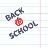 Back to school chalk text Lined exercise book Flat