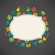 Frame with school icons