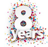 Eight years paper confetti sign N2