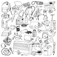 Hand drawn school doodles N2