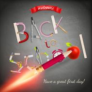 Rocket ship launch with pencil EPS 10 N3