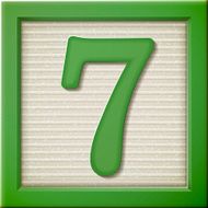 3d green number block 7