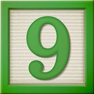 3d green number block 9