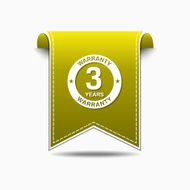 3 Years Warranty Yellow Vector Icon Design N2