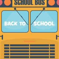 Back to school poster School Bus front view with windows
