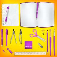 Set of Colored school supplies background EPS 10 N4