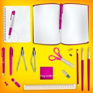 Set of Colored school supplies background EPS 10 N5