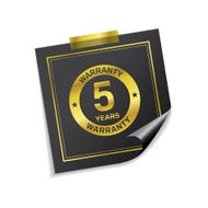 5 Years Warranty Golden Sticky Notes Vector Icon Design