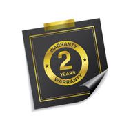 2 Years Warranty Golden Sticky Notes Vector Icon Design