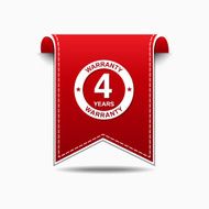 4 Years Warranty Red Vector Icon Design N2