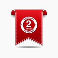 2 Years Warranty Red Vector Icon Design N2