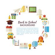 Flat Style Vector Circle Template Back to School and Education