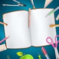 School supplies on blue background EPS 10