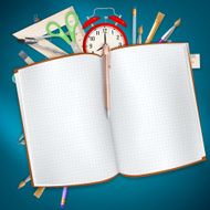 School supplies on blue background EPS 10 N2