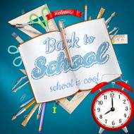 School supplies on blue background EPS 10 N3
