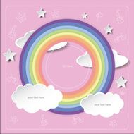 circle rainbow picture frame on pink background