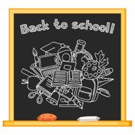 Back to school background with hand drawn icons on chalk N2
