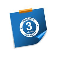3 Years Warranty Blue Sticky Notes Vector Icon Design