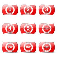 Warranty Guarantee Seal Red Vector ButtonIcon Design Set