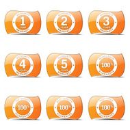 Warranty Guarantee Seal Orange Vector ButtonIcon Design Set