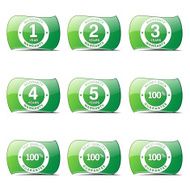 Warranty Guarantee Seal Green Vector Button Icon Design Set N2