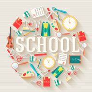 back to school circle flat icons concept Vector illustration design