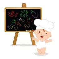 Little baby chef Baby girl with board