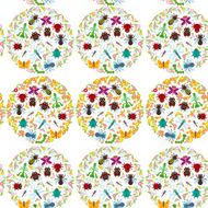 insects Spider butterfly dragonfly mantis beetle wasp ladybugs seamless pattern