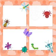 Spider butterfly caterpillar dragonfly mantis beetle wasp ladybugs card design