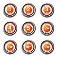 Warranty Guarantee Seal Orange Vector Button Icon Design Set N3