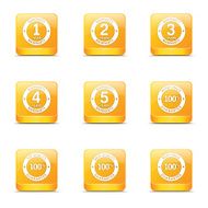 Warranty Guarantee Seal Square Vector Yellow Icon Design Set