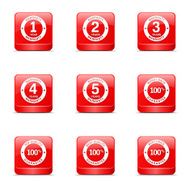 Warranty Guarantee Seal Square Vector Red Icon Design Set