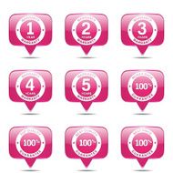 Warranty Guarantee Seal Square Vector Pink Icon Design Set