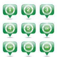 Warranty Guarantee Seal Square Vector Green Icon Design Set N2