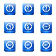 Warranty Guarantee Seal Square Vector Blue Icon Design Set