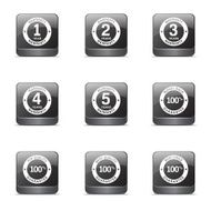 Warranty Guarantee Seal Square Vector Black Button Icon Design Set