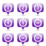 Warranty Guarantee Seal Square Vector Violet Icon Design Set N2