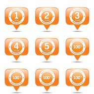 Warranty Guarantee Seal Square Vector Orange Icon Design Set N2